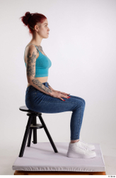 Woman White Slim Female Studio Poses